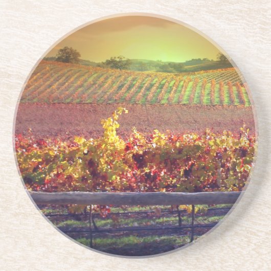 Wijn-wijngaarden Zandsteen Onderzetter (Voorkant)