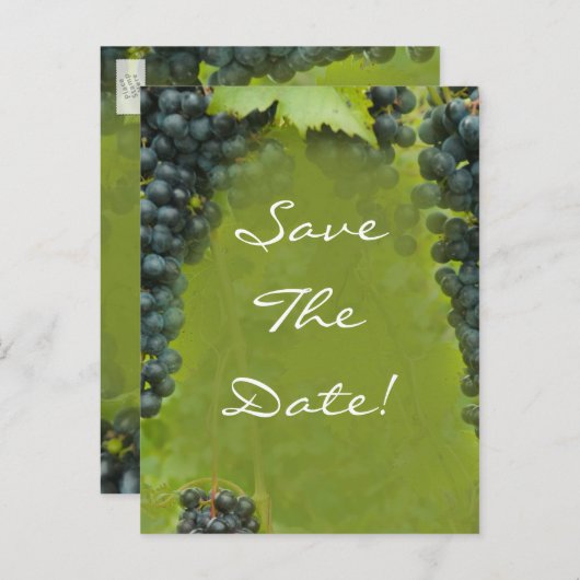 Wijn-wijnstokthema Weddenschap sparen de datum Aankondigingskaart (Voorkant / Achterkant)