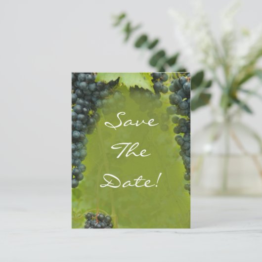 Wijn-wijnstokthema Weddenschap sparen de datum Aankondigingskaart (Staand voorkant)