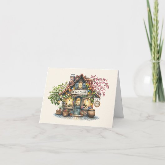 Wijn winkel briefkaart of bedankkaart (Voorkant)