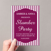 WIJN WIT GEpersonaliseerde NAAM SLUIMERPARTY Acryl Uitnodigingen (Insitu (Draagbaar))