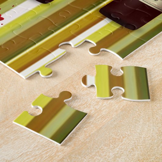 Wijn Wit Teddy Beer Jigsaw Puzzel (Zijkant)