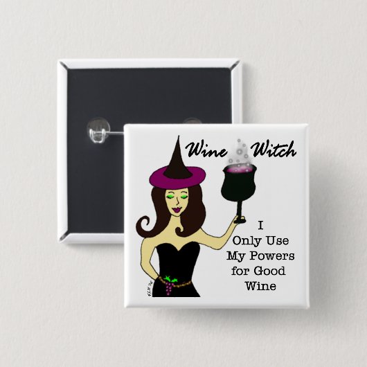 Wijn Witch Button (Voorkant /achterkant)