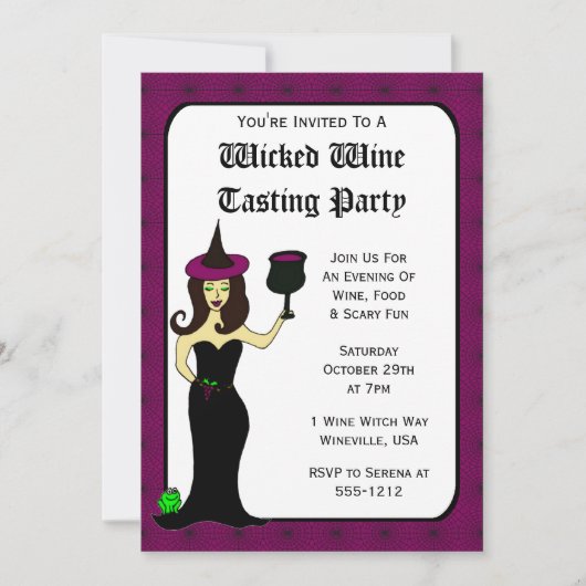 Wijn Witch Wyed Wine Tasting Halloween Invites Kaart (Voorkant)