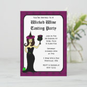 Wijn Witch Wyed Wine Tasting Halloween Invites Kaart (Staand voorkant)