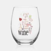 Wijn Word Cloud Design Stemless Wijnglas Zonder Voet (Achterkant)