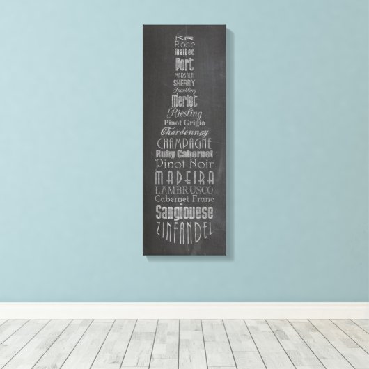 Wijn Words Chalkboard Canvas Afdruk (Insitu (Houten vloer))