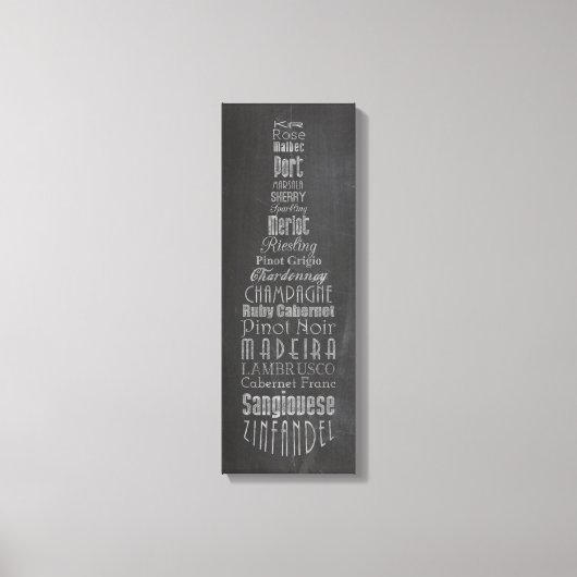 Wijn Words Chalkboard Canvas Afdruk (Voorkant)