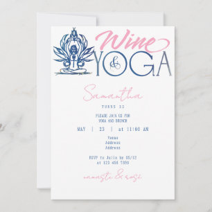 Wijn & Yoga Namaste & Roos Minimal Brunch Verjaard Kaart