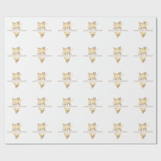 Wijn Zakelijk Wijnmakerij Gouden Druiven Monogram Cadeaupapier (Vlak)