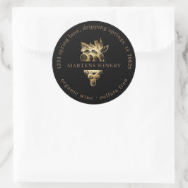 Wijn Zakelijk Wijnmakerij Gouden Druiven Retouradr Ronde Sticker