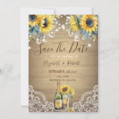 Wijn Zonnebloemen Metselaars Pot Huwelijksaankondi Save The Date (Voorkant)