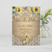 Wijn Zonnebloemen Metselaars Pot Huwelijksaankondi Save The Date (Staand voorkant)