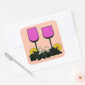 Wijn & Zonnebloemen Vierkante Sticker (Envelop)