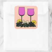 Wijn & Zonnebloemen Vierkante Sticker (Tas)