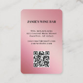 Wijnbar QR-code scanbaar roze Visitekaartje (Achterkant)