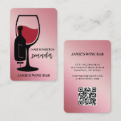 Wijnbar QR-code scanbaar roze Visitekaartje (Voorkant / Achterkant)