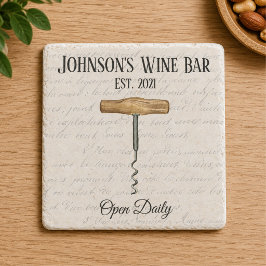 Wijnbar voor families met een vintage uitstraling stenen onderzetter