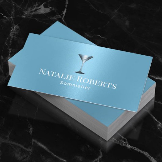 Wijnbarman Sommelier Modern Lichtblauw Visitekaartje