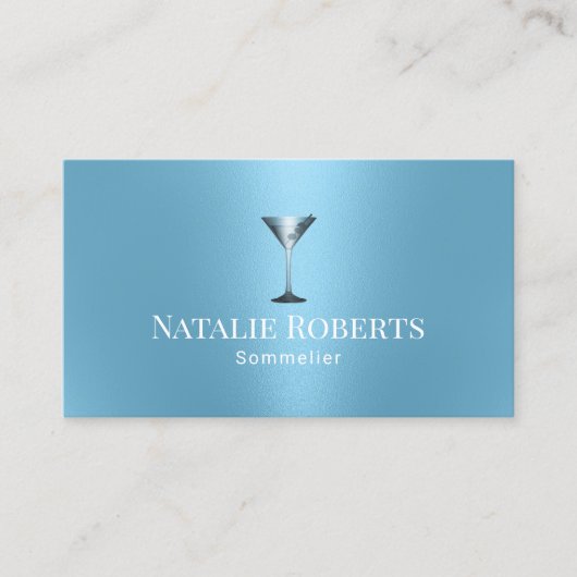 Wijnbarman Sommelier Modern Lichtblauw Visitekaartje (Voorkant)