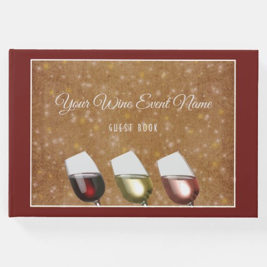 Wijnbereiding met een wijnbril, van zetmeelgoud gastenboek (Voorkant)