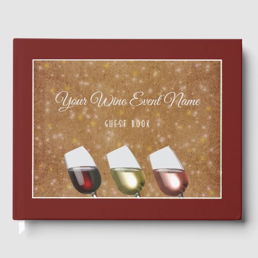 Wijnbereiding met een wijnbril, van zetmeelgoud gastenboek (Voorkant)