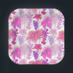 wijnbereiding Roze Paarse druiventeelt Papieren Bordje<br><div class="desc">Maak je evenement speciaal met deze prachtige papieren borden met een achtergrond van roze en paarse wijnstokken. Ideaal voor een verjaardag,  verjaardag,  vrijgezellenfeest,  verlofpartij,  pensioenpartij en nog veel meer.</div>