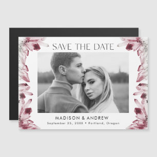 Wijnbes Waterverf Kristallen Foto Save the Date Magnetische Uitnodiging