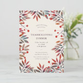 Wijnbessen & herfstbladeren Thanksgiving Diner Kaart (Staand voorkant)