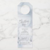 Wijnbier Water | Silver Blue Winter Wonderland Flessenhanger (Voorkant)