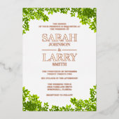 Wijnbladeren en legant goudbruin folie uitnodiging (Voorkant)