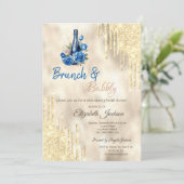 Wijnblauw Roos Gold Drips Brunch & Bubbly Kaart (Staand voorkant)