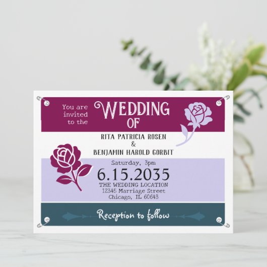 Wijnblauwe Rozen Runner Race Bib Marathon Wedding Kaart (Staand voorkant)
