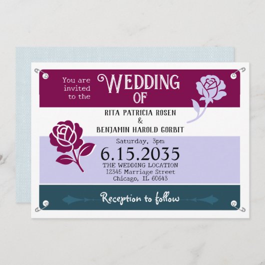 Wijnblauwe Rozen Runner Race Bib Marathon Wedding Kaart (Voorkant / Achterkant)