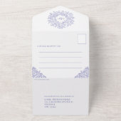 Wijnblauwe witte paars bladeren all in one uitnodiging (Buitenkant)