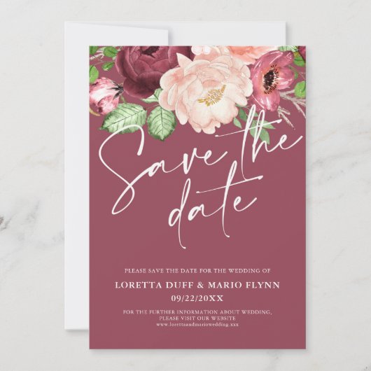 Wijnbloemen Save the date Uitnodiging (Voorkant)