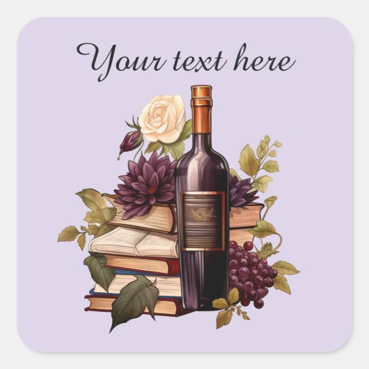 Wijnboeken voegen tekst toe vierkante sticker (Voorkant)