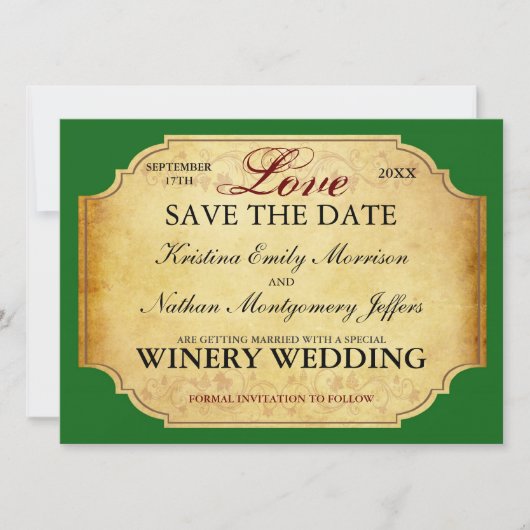 Wijnboerderij Oude Champagne Save The Date Kaarten (Voorkant)