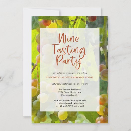 Wijnboomdruiven met de benaming "Tasting Wijn" Kaart (Voorkant)