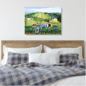 Wijnboomolijven en zonnebloemen canvas afdruk (Insitu (Slaapkamer))
