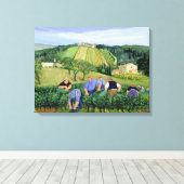 Wijnboomolijven en zonnebloemen canvas afdruk (Insitu (Houten vloer))