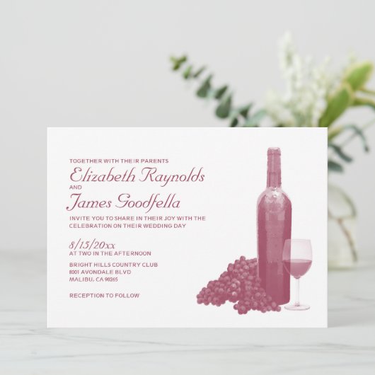 Wijnbottelbruiloft Kaart (Staand voorkant)