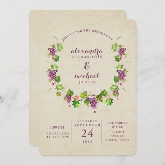 wijnbouw | Uitnodiging tot weddenschap met wijn (Voorkant / Achterkant)