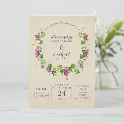 wijnbouw | Uitnodiging tot weddenschap met wijn (Staand voorkant)