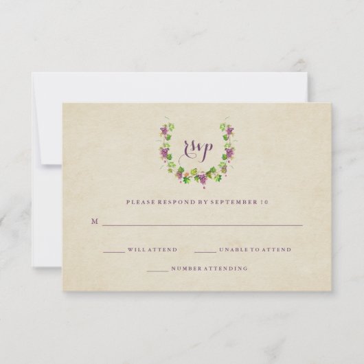  wijnbouw | Wijnthema Weddenschap RSVP Kaartje (Voorkant)