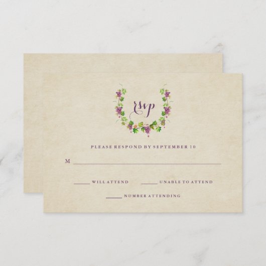  wijnbouw | Wijnthema Weddenschap RSVP Kaartje (Voorkant / Achterkant)
