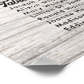 Wijnbouwdruiven Licht Wood Seating Chart Poster (Hoek)