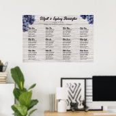 Wijnbouwdruiven Licht Wood Seating Chart Poster (Thuiskantoor)