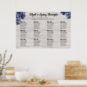 Wijnbouwdruiven Licht Wood Seating Chart Poster (Keuken)