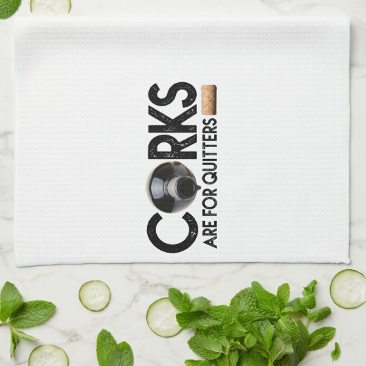 Wijncitaat "Kurken zijn voor Quitters" Theedoek (Gevouwen)